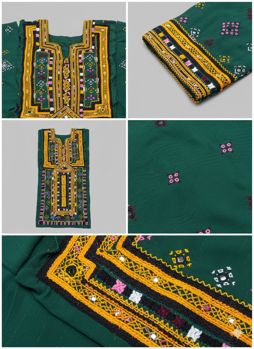 Hand Embroidered Unstitched Balochi Dress | Authentic Balochistan Craft
