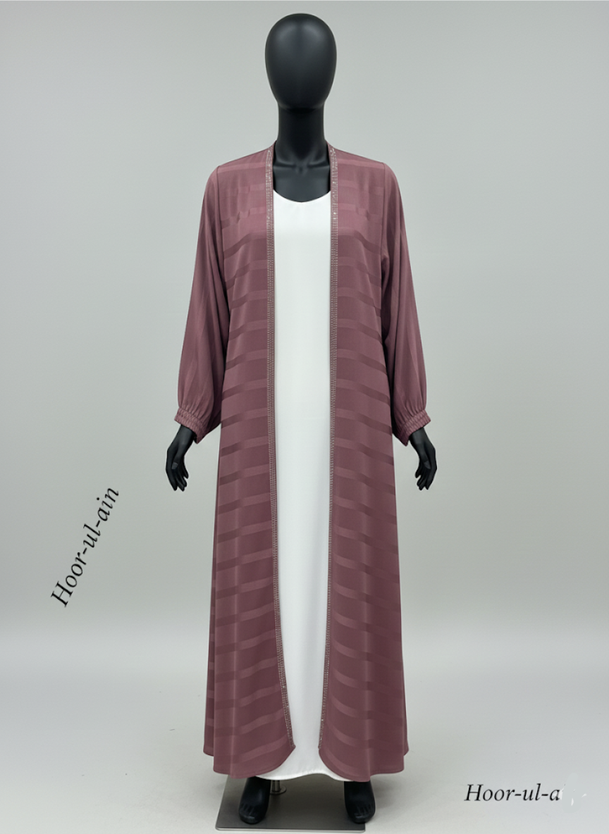 Hoor-ul-Ain Two-Tone Abaya – Dark Purple with White Inner