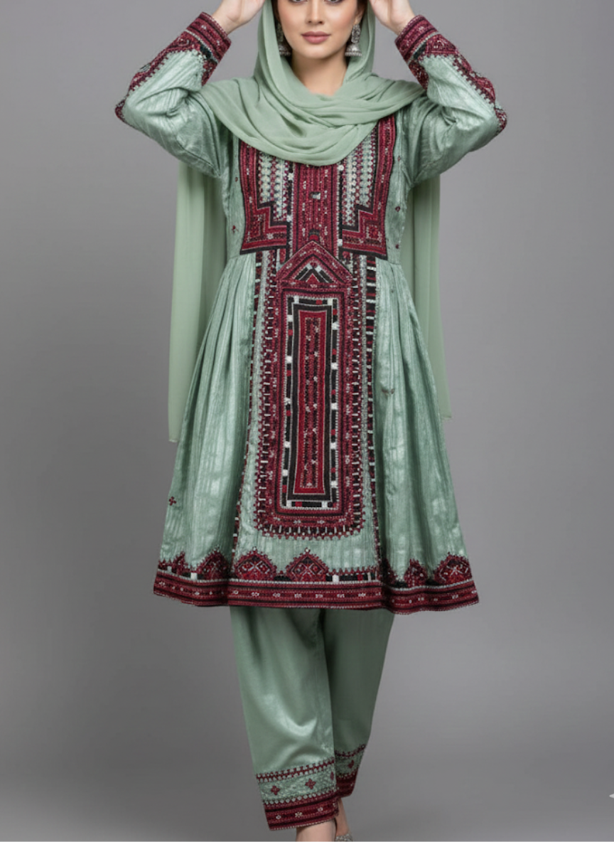 Artisan Embroidered Unstitched Suit | Balochi Handwork from Balochistan