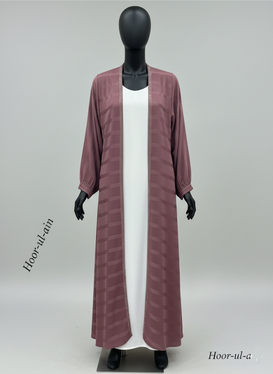 Hoor-ul-Ain Two-Tone Abaya – Dark Purple with White Inner
