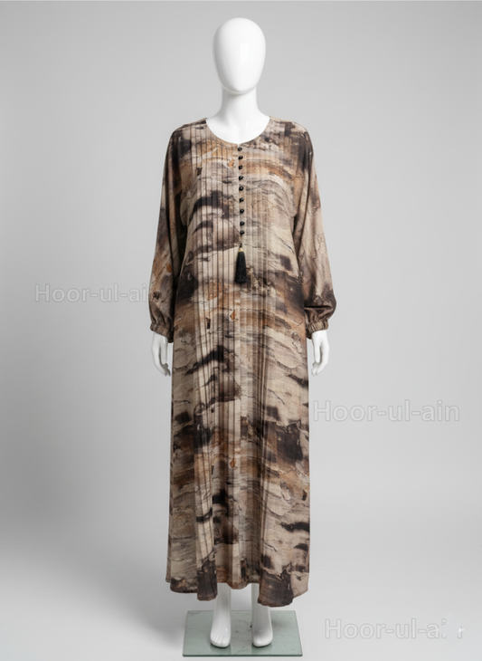 Hoor-ul-Ain Printed Aesthetic Abaya – Artful Design