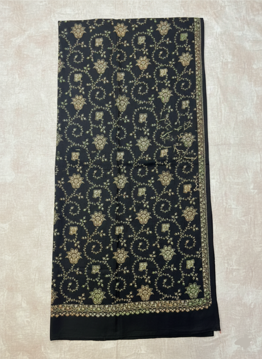Hoor Collection | Zari-Zardozi | Onyx & Gold Shawl