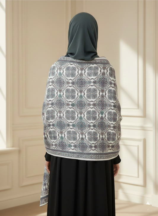 Hoor Collection | Sozni Kari | Misty Dawn Shawl