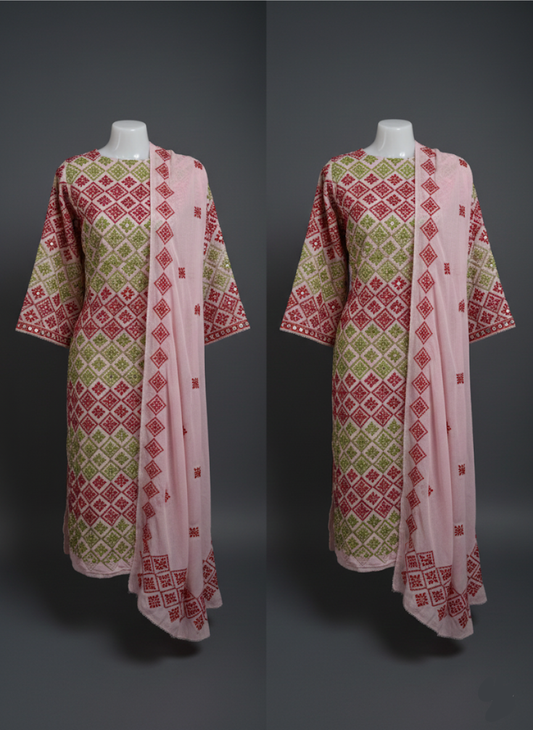 Traditional Multani Balochi Hand-Embroidered Unstiched