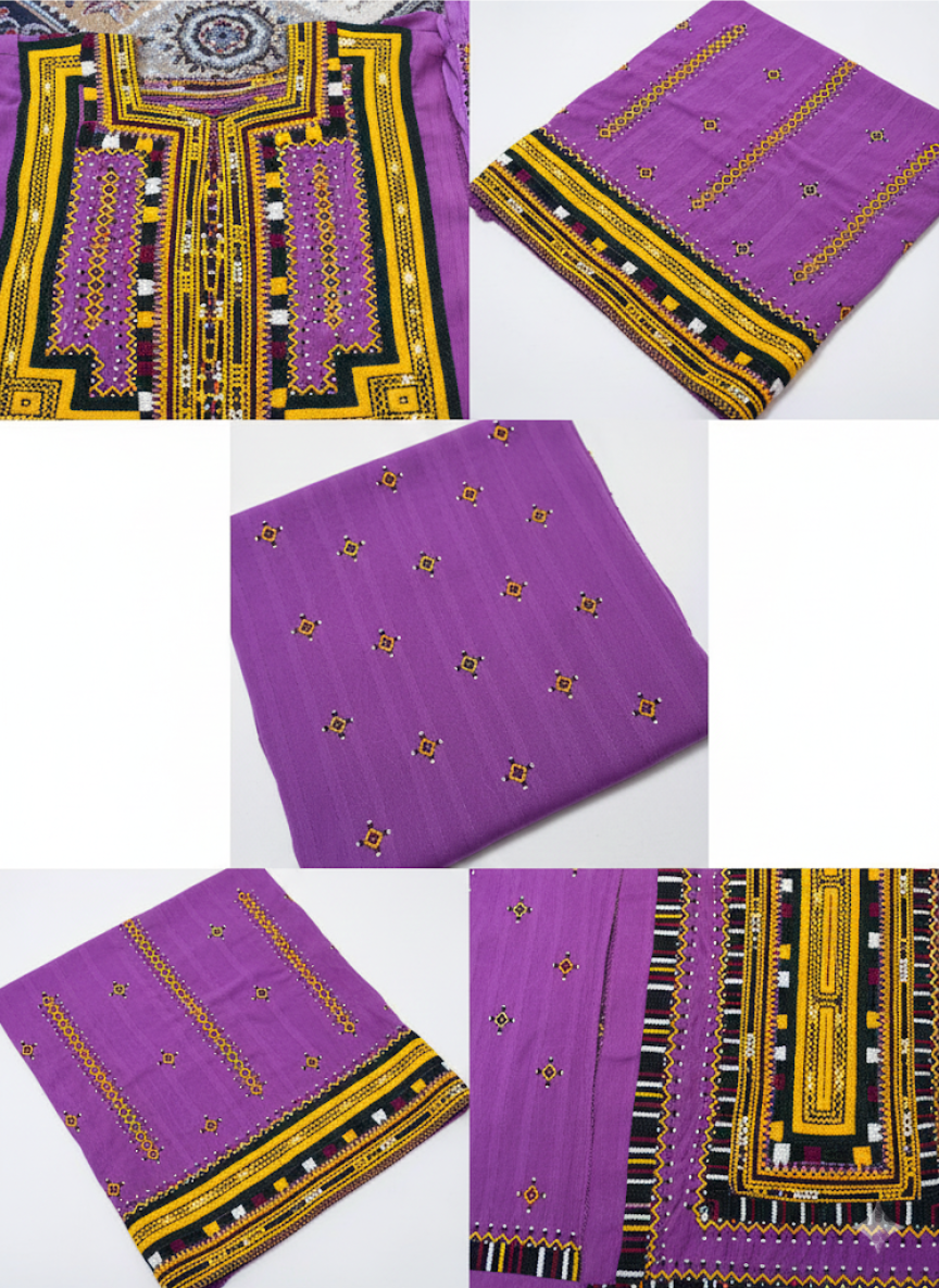 Unstitched Balochi Embroidered Dress | Pure Handwork from Balochistan
